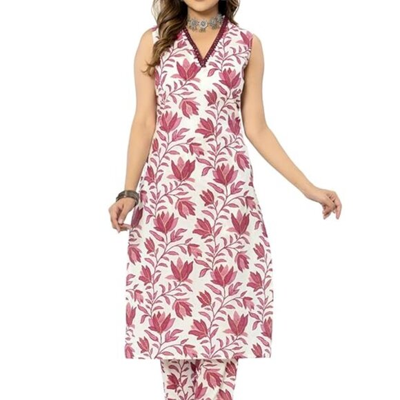 Women's Cotton Printed Straight Kurta With Pant Set - Picture 6 of 10